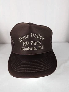 Sombrero de camionero vintage Snapback Gladwin Michigan River Valley RV Park marrón Otto - Imagen 1 de 9