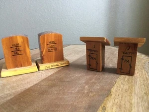 Outhouse & Tombstones Salt and Pepper Shakers Wooden Vintage - Picture 1 of 2