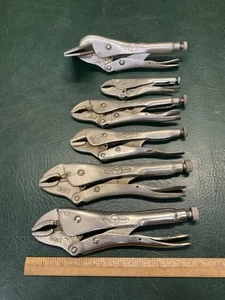 Lot of 6 Vtg Vise-Grip Peterson Dewitt Locking Pliers USA ~ 10WR, 7WR, 8R - Picture 1 of 13