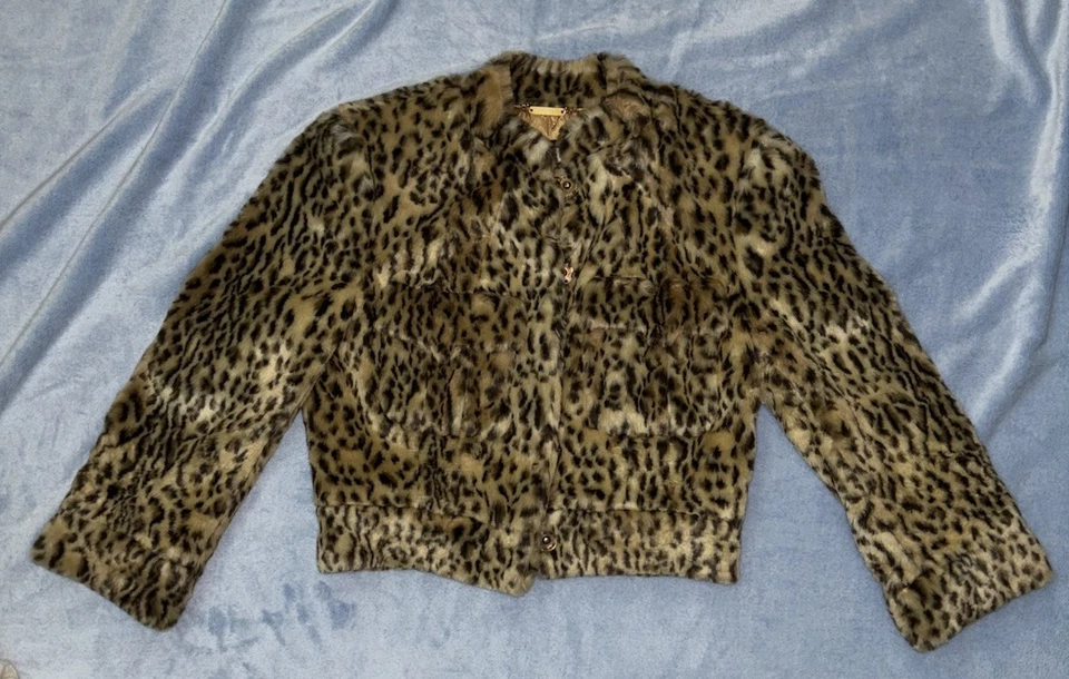 Chaqueta de piel sintética con estampado de leopardo talla 4, ABS de Allen Schwartz  Foto 1 de 4