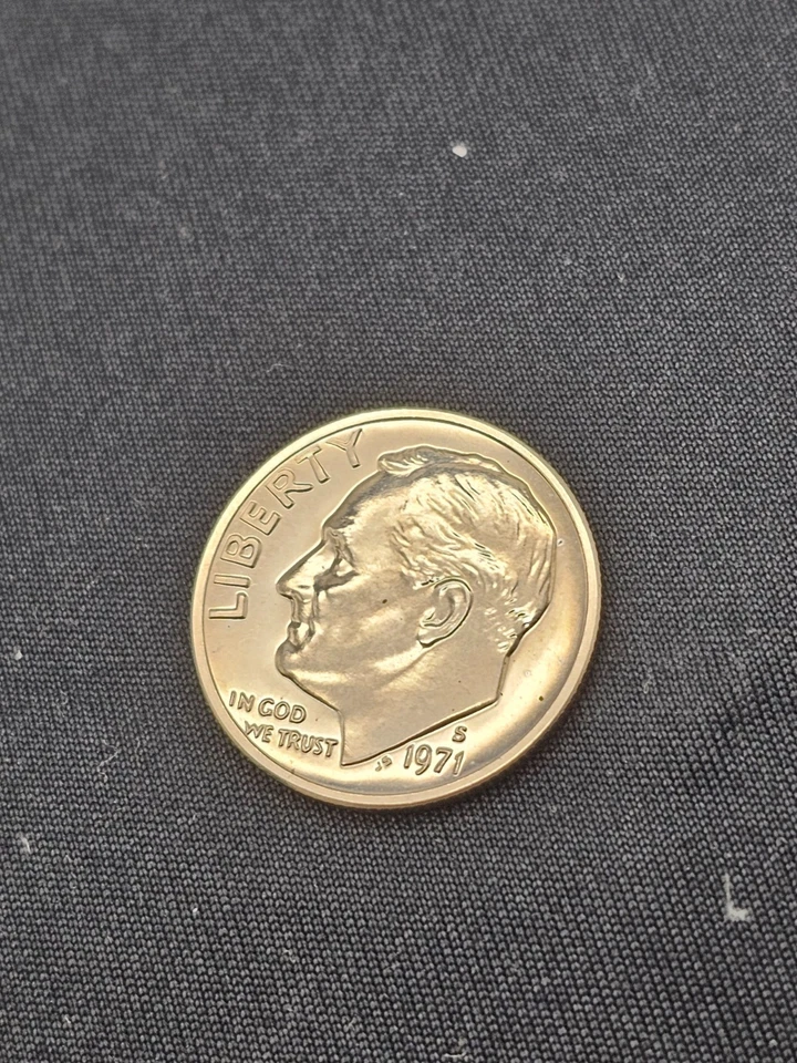 Uncirculated 1971 S Proof Roosevelt Dime DDO DDR Full Band Rotated Die Reverse - Image 1 of 2