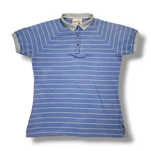 Vintage Merona Sport Purple & Gray Striped Cotton Polo Shirt Women's M - Picture 1 of 10