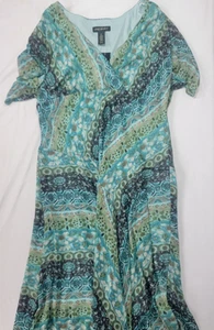 Lane Bryant Damen Kleid grün blau Blumenmuster NEU Kurzarm Social Gr. 18 - Bild 1 von 7