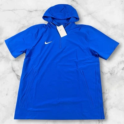 Nike Coaches Jacket  Men’s M 1/4 Zip Hooded Short Sleeve Blue  FJ9548-494 NWT - Image 1 of 4