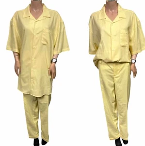 St Patrick Men’s Linen Leisure Suit Yellow 2 piece outfit Size XL 40 X 32 - Picture 1 of 21