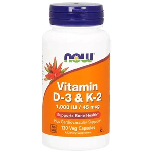 Now Foods Vitamin D3 & K2 - 120 - 1000iu (45mcg) Vcaps - Supports Bone Health - Picture 1 of 3