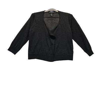 Cárdigan corto de punto INC International Concepts manga larga negro plateado para mujer M Foto 1 de 4