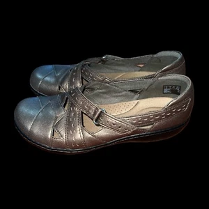 Clarks Ashland Spin Q Women’s Size 7 W Slip On Shoes Pewter Gold Bronze Wide - Picture 1 of 6