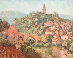 Belle Peinture À L'huile OLARGUES signé CAROLIS - Imagen 1 de 10