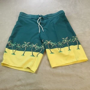 Old Navy Mens Adult Size 32 Green Yellow Hawaiian Swimming Trunks - Picture 1 of 6