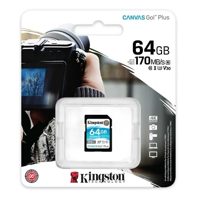 64GB SD Kingston Memory Card For DSLR Digital Camera Class 10 U3 SDXC 4K - Image 1 of 2