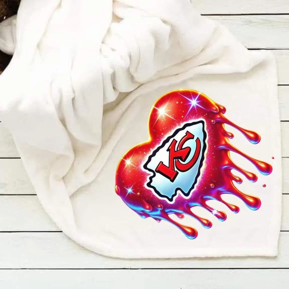 Fleece Blanket 50x60 Chiefs Football Heart Custom Photo Throw Blanket - Image 1 of 1