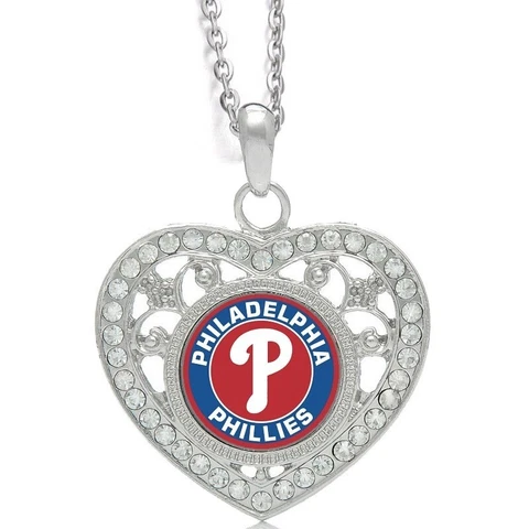 Philadelphia Phillies Womens CZ Pendant And Sterling Silver Chain Necklace Cover