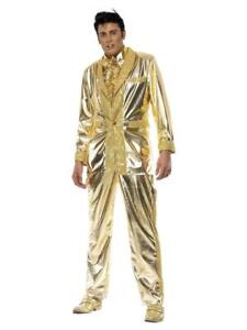 Adult Elvis Gold Suit Fancy Dress Party Icon Costume