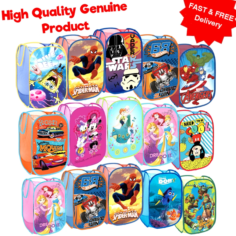 Genuine DISNEY MARVEL Pop Up Laundry Basket Children Kids Bedroom Toys Storage  — 第 1/1 张图片