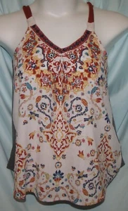 Jolt Multicolor Paisley V-Neck Sleeveless Mixed Media Blouse Size M Juniors - Picture 1 of 6