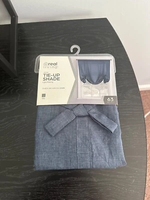 REAL LIVING - DENIM BLUE TIE UP SHADE 63 INCHES - ONE PANEL NEW - Image 1 of 4