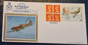 1995 BENHAM BLCS107 Ltd FDC RJ MITCHELL libretto pannello SHS Spitfire SOUTHAMPTON - Foto 1 di 1