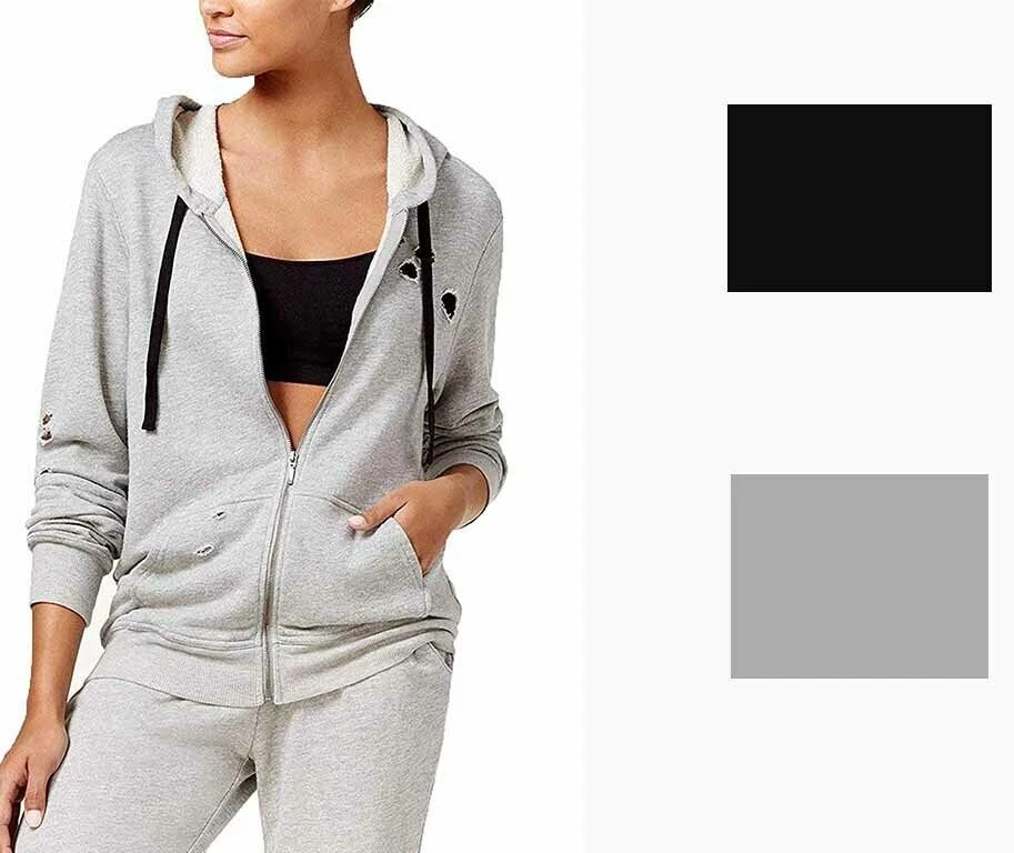 Материал девочки Juniors полный молнии рипы толстовка с капюшоном кенгуру карманы размер XS - Изображение 1 из 1