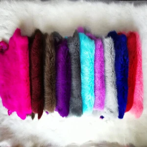 Natural Genuine Rabbit Pelts Fur Skin Fluffy Plush Tanned Leather Hides Craft - Picture 1 of 27