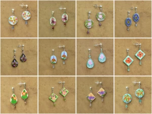WHOLESALE LOT Hand-Crafted Flower Earrings- Peruvian-Fair Trade Jewelry-Post- DZ - Picture 1 of 13