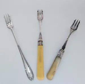 3 Beautiful Edwardian Silver Plated Pickle Forks,1 By J.H.Potter. C1908 - Picture 1 of 10