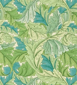 Tela con estampado de hojas Morris & Co Performance - Acanthus Outdoor/Nettle Sky 6,75 yd - Imagen 1 de 4