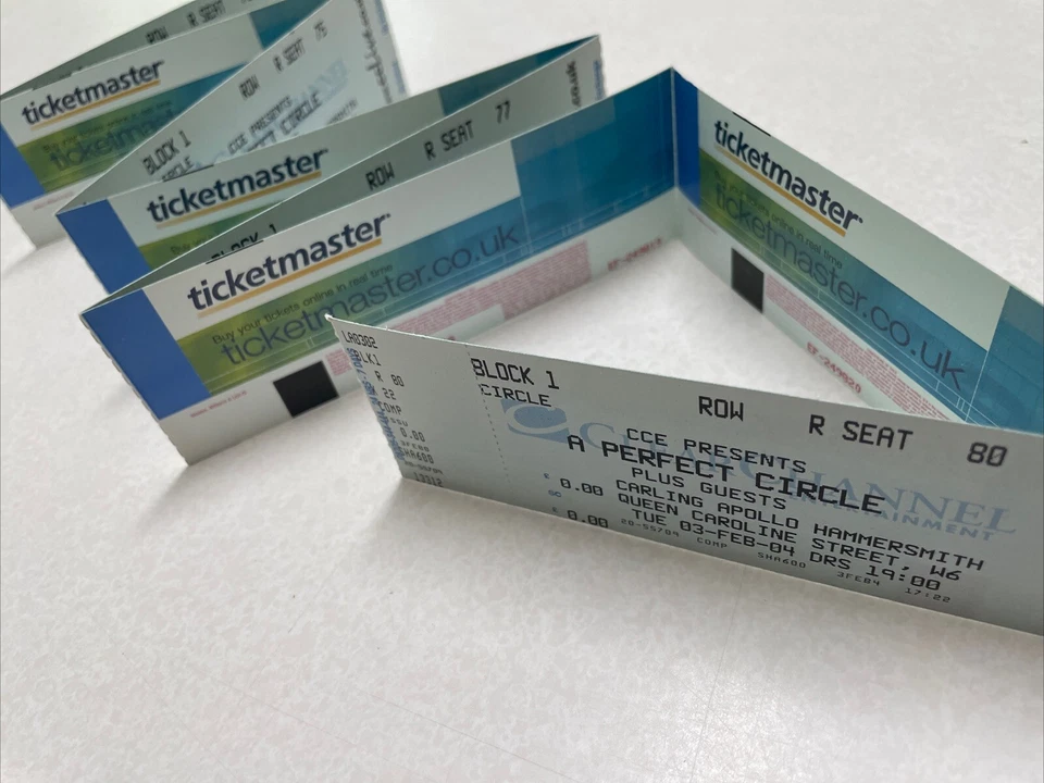 A perfect circle concert tickets Feb 3, 2004 8 Intact Block1 R 73-80 UK - Image 1 of 4
