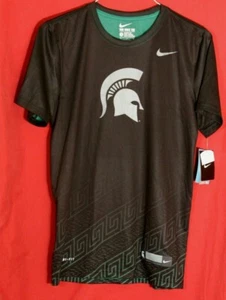NIKE Michigan State Spartans Logo Dri-Fit sportlicher Schnitt S/S Strick T-Shirt S Neu mit Etikett - Bild 1 von 6