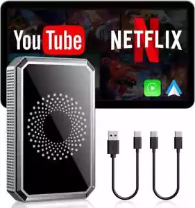 3 IN 1 Wireless CarPlay Android Auto Adapter AI Box for Car w/ Netflix YouTube - Picture 1 of 12