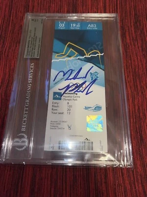 Boleto Olímpico Londres 2012 Firmado Michael Phelps 28 Medallas de Oro EE. UU. BAS Automático 10 Foto 1 de 4