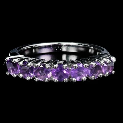 Anillo de plata esterlina Black Friday redondo amatista 3,5 mm joyería natural talla 7 Foto 1 de 4