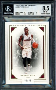 2015-16 Panini NATIONAL TREASURES Dwyane Wade 56/99 Graded BGS 8.5 Miami Heat - Picture 1 of 3