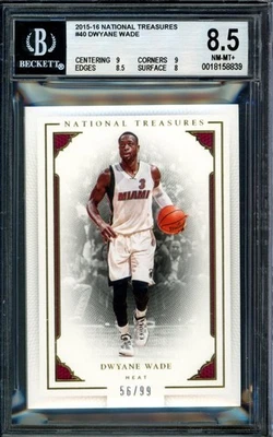 2015-16 Panini NATIONAL TREASURES Dwyane Wade 56/99 Graded BGS 8.5 Miami Heat - image 1 of 3