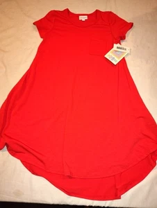 LuLaRoe Kids Scarlett Dress Size 8 NWT Rare Solid Red NEW  - Picture 1 of 4