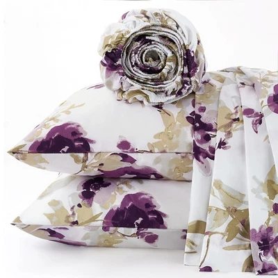 Juego de sábanas completas serie 2000 4 piezas bolsillo profundo suave doble king queen Foto 1 de 4