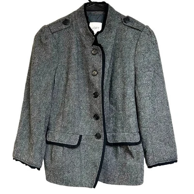 Chaqueta Blazer Ann Taylor Loft Mezcla Lana Tweed Tejido Carrera Oficina talla 6P Pequeña Foto 1 de 4