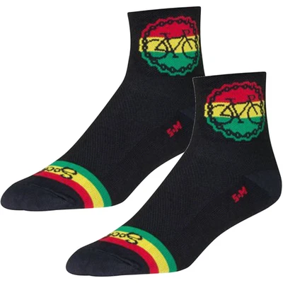 Pack de 2 calcetines clásicos de paseo Rasta SockGuy - 3 pulgadas, negros/rasta, grandes/X-grandes Foto 1 de 2