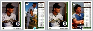 Bill Schroeder 1989 Upper Deck 2 Card Variations Lot - Error Milwaukee Brewers - Picture 1 of 1