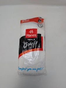 Vintage Neu USA 1997 HANES ~ 3er Pack Herren 36 ~ Weiß Baumwolle Slips Unterwäsche - Bild 1 von 4