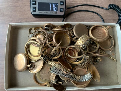 复古镀金怀表壳珠宝 776 克废料回收 批量 — 第 1/4 张图片