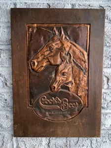 Vintage Koch Goldblume Bier Kupfer Schild Wandbild Kraeusened Pferd Schild  - Bild 1 von 16