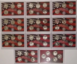 1999 - 2009 SILVER STATE AND QUARTER PROOF SETS 11 SETS no box or COA - Picture 1 of 5