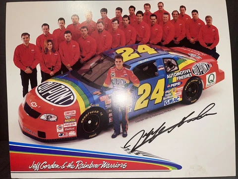 Jeff Gordon Signed 1997 #24 DuPont  & Rainbow Warriors Winston Cup Postcard Cover
