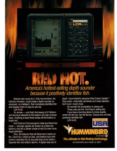 1987 Print Ad Hummingbird Fish Finder Red Hot Depth Sounder  - Picture 1 of 2