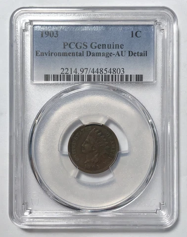 1903 Indian Head Cent Penny PCGS AU details #54803 Cover