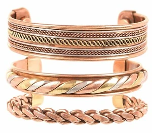 Indian Three Metal Copper Brass Peace Healing Chakra Yoga Meditation Bracelet - Picture 1 of 8