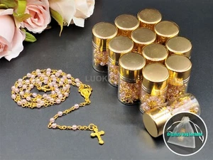 US 12pcs Virgen Guadalupe Pink Rosario Recuerdos Comunion Boda Rosary Bottle - Picture 1 of 5