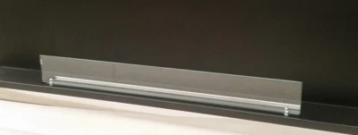 Vetro frontale 70 cm x 10 cm + 2 staffe color argento - vetro per biocamini - Immagine 1 di 4