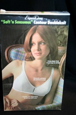 32B винтажный 70-х годов новый из старых запасов нейлона контур замочная скважина бюстгальтер мягкий и чувственный изысканная форма P3789  - Изображение 1 из 4